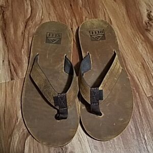 Reef Brown Leather Flip-Flops